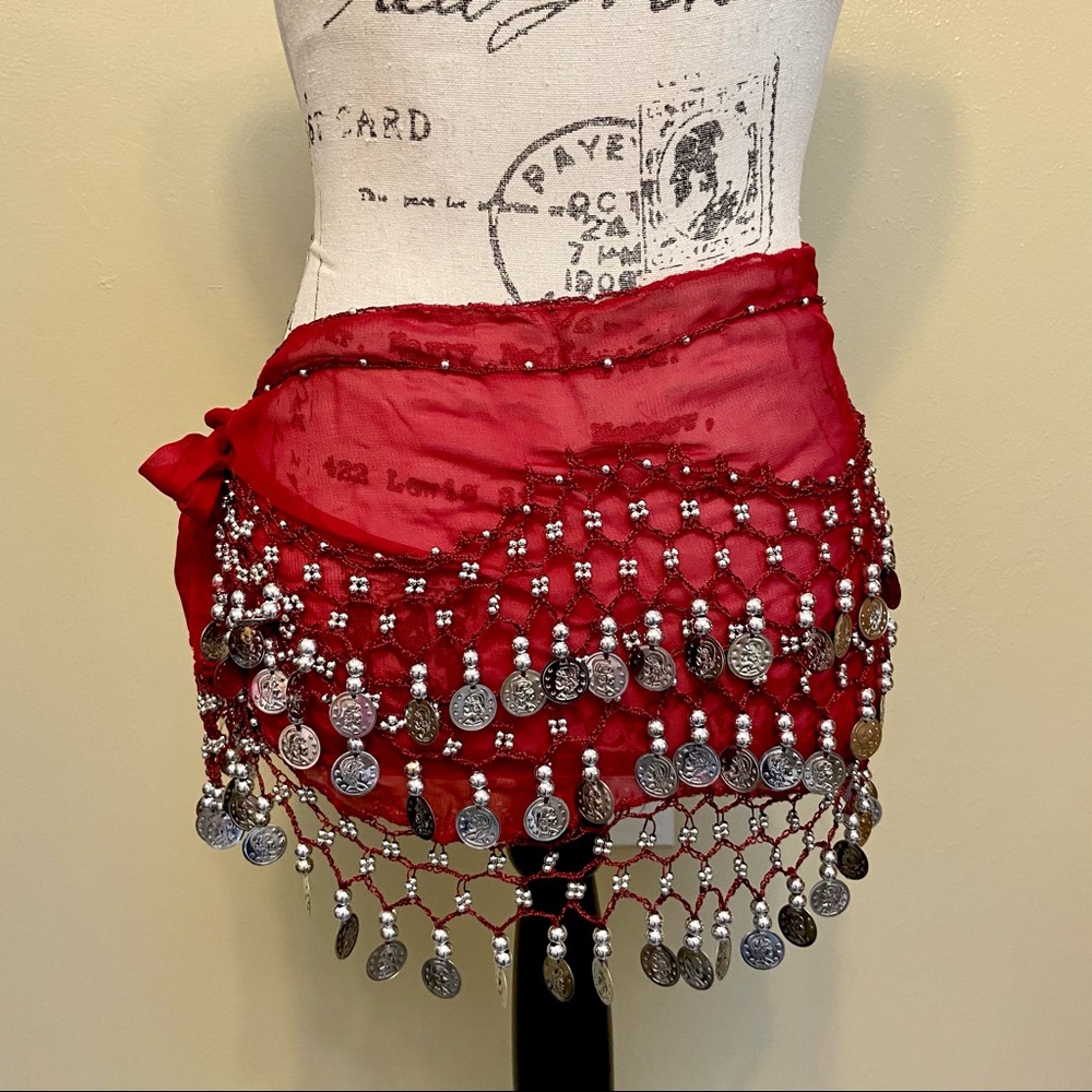 Red belly dance wrap skirt